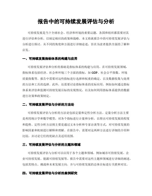 报告中的可持续发展评估与分析
