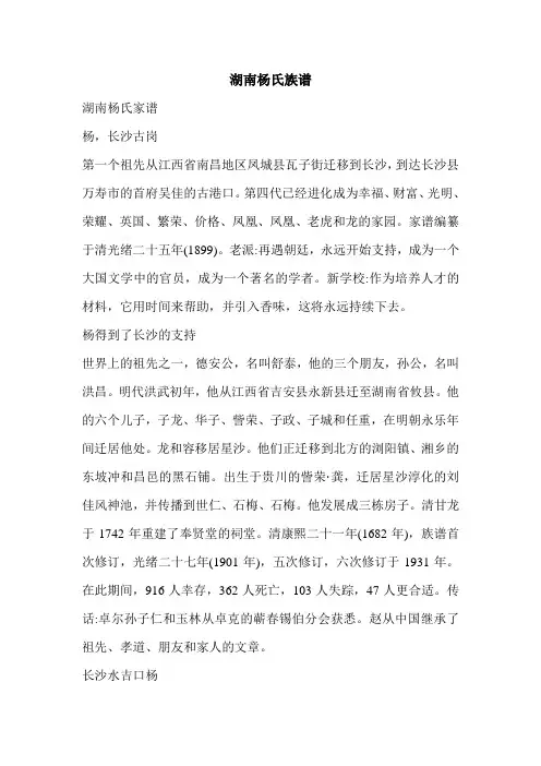 湖南杨氏族谱