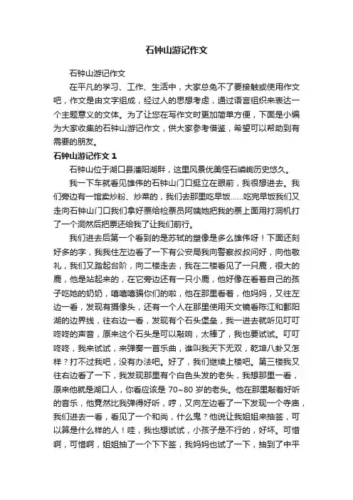 石钟山游记作文