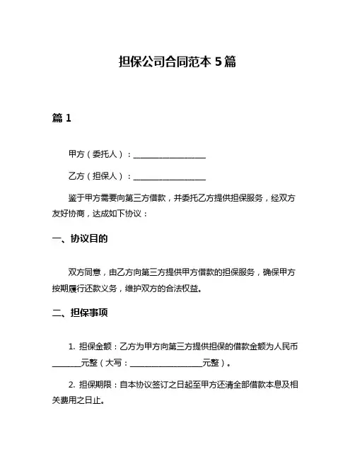 担保公司合同范本5篇