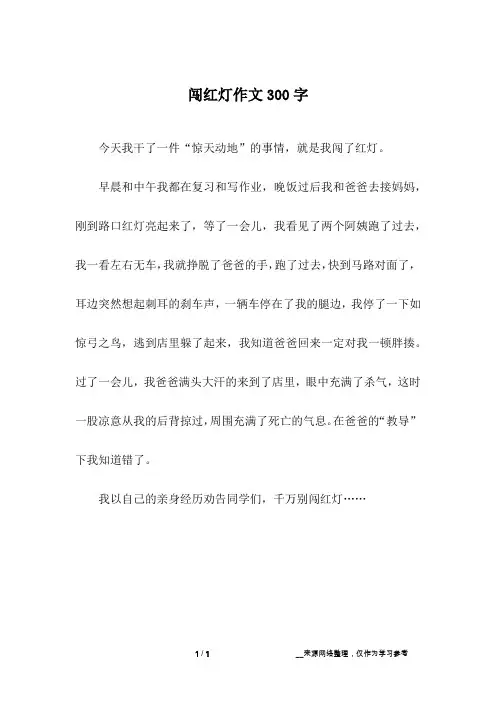 闯红灯作文300字