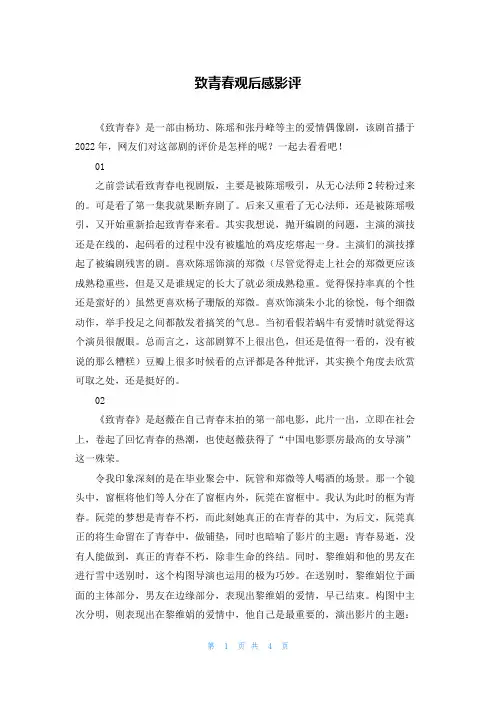 致青春观后感影评