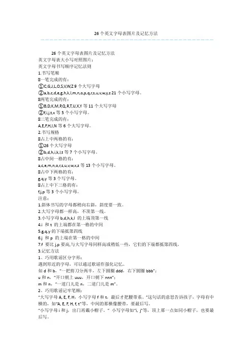 26个英文字母表图片及记忆方法