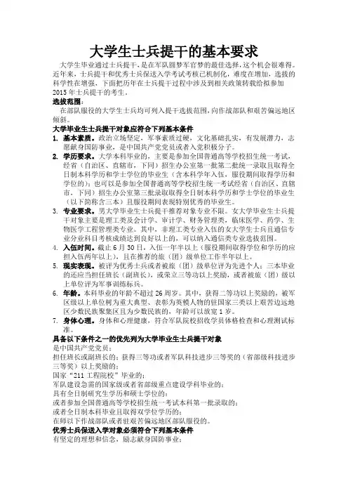 大学生士兵提干的基本要求