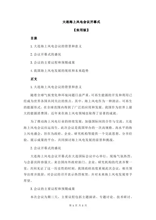大连海上风电会议开幕式