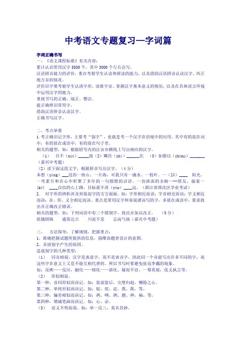 中考语文专题复习—字词篇