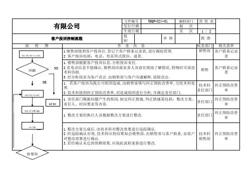 CV客户投诉处理流程