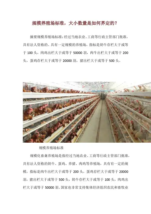 规模养殖场标准,大小数量是如何界定的？