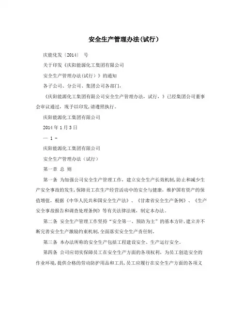 安全生产管理办法(试行)