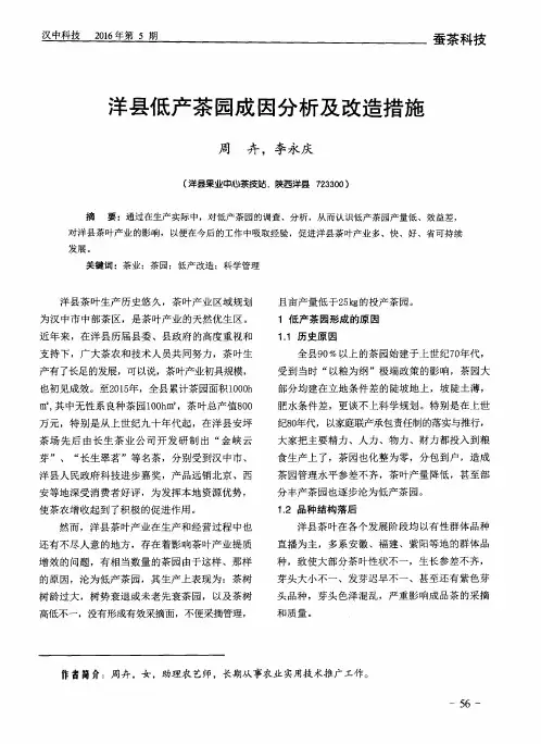洋县低产茶园成因分析及改造措施