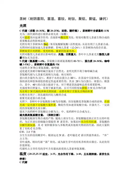 茶树C代谢与N代谢总结