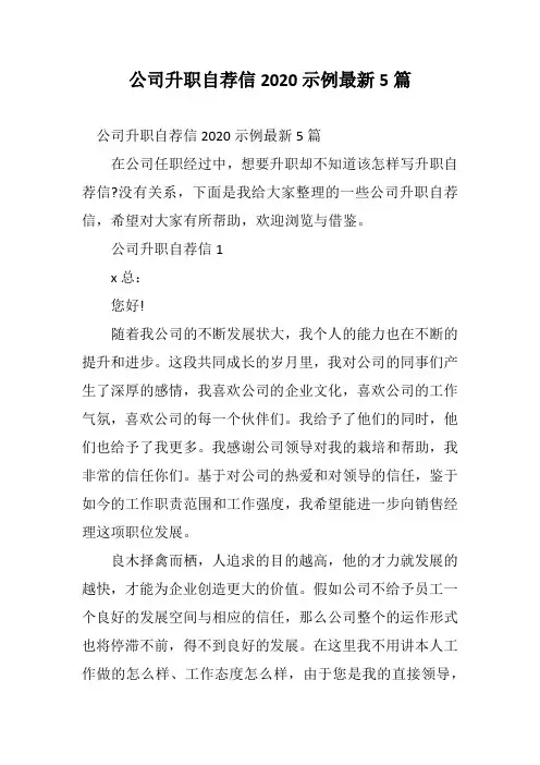 公司升职自荐信2020示例最新5篇