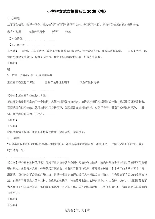 小学作文范文情景写话20篇(精)