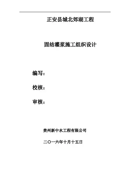 固结灌浆施工方案 11.7