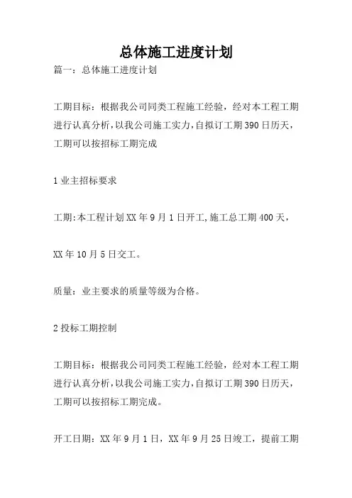 总体施工进度计划