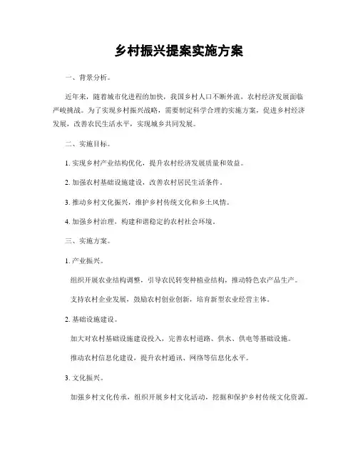 乡村振兴提案实施方案