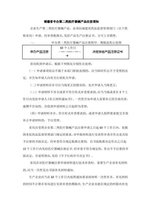 福建省申办第二类医疗器械产品注册须知