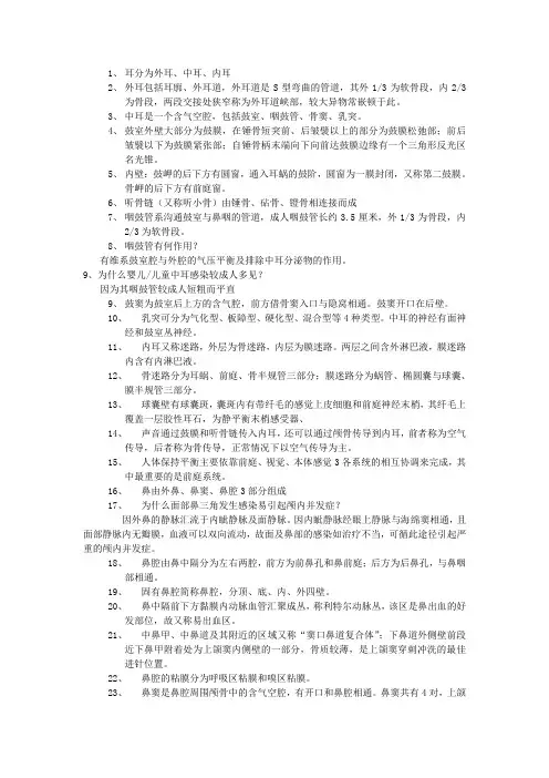 耳鼻喉科重点