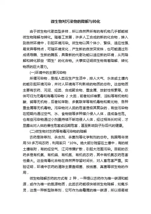 微生物对污染物的降解与转化