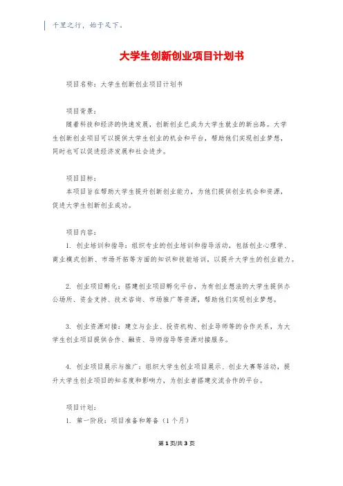 大学生创新创业项目计划书