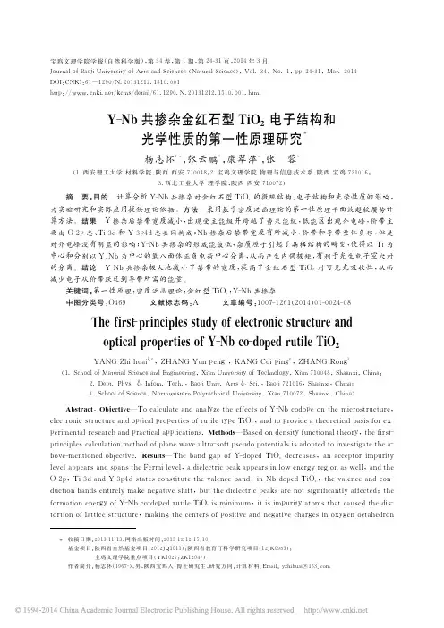 Y_Nb共掺杂金红石型TiO2电子结构和光学性质的第一性原理研究_杨志怀_张云鹏