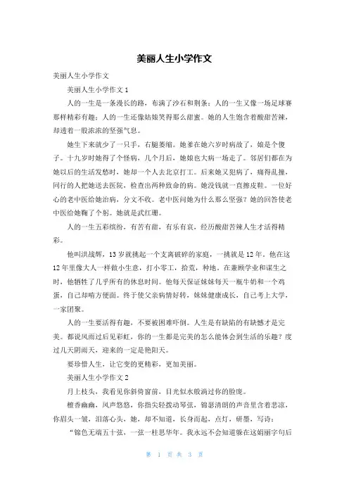 美丽人生小学作文