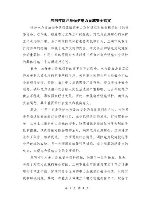 三明打防并举保护电力设施安全范文（二篇）
