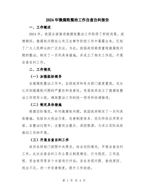 2024年微腐败整治工作自查自纠报告