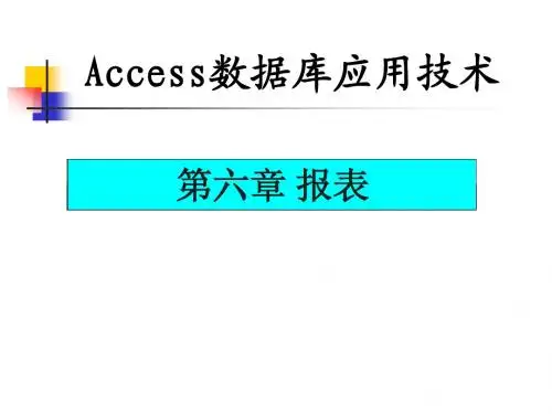 Access数据库应用技术第六章 报表