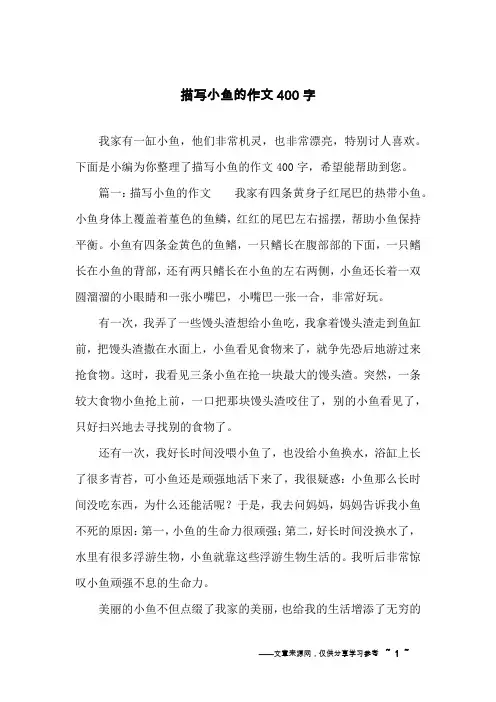 描写小鱼的作文400字