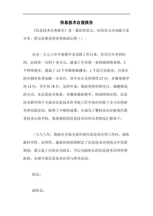 信息技术自查报告