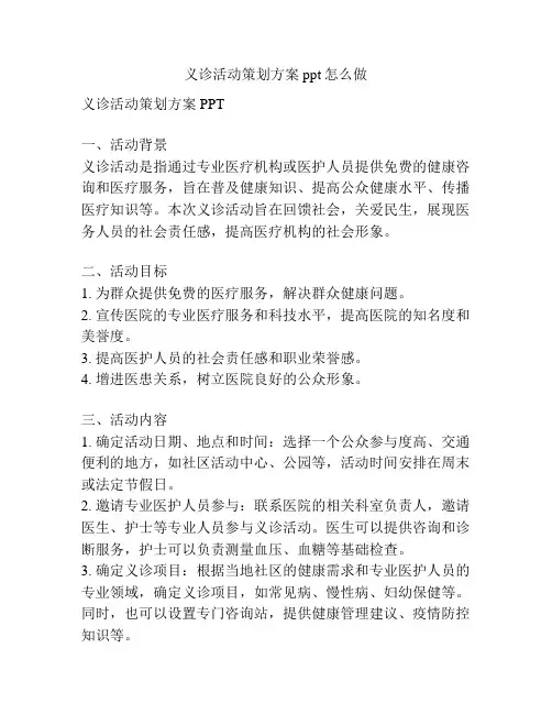 义诊活动策划方案ppt怎么做