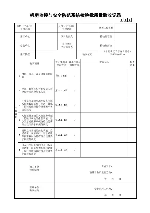 机房监控与安全防范系统检验批质量验收记录