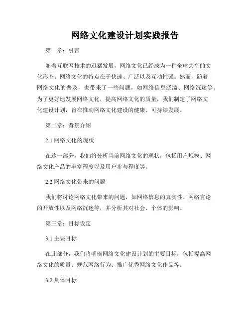 网络文化建设计划实践报告