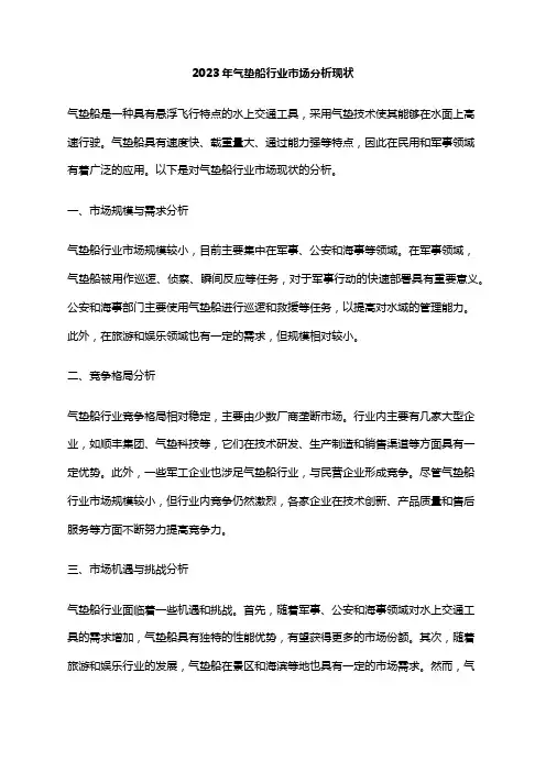 2023年气垫船行业市场分析现状