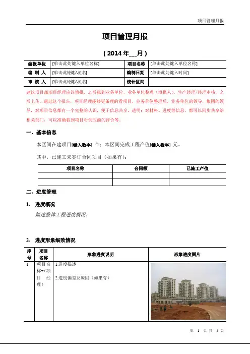 项目管理月报