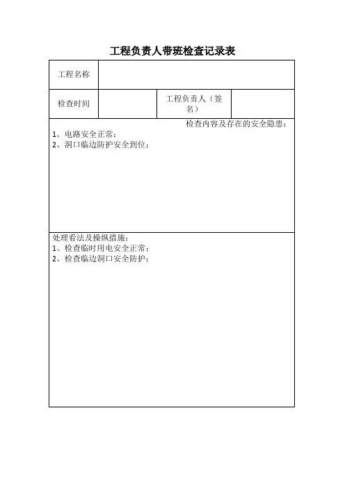 项目负责人带班检查记录表5次一周