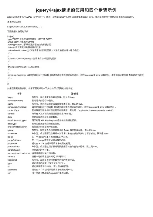 jquery中ajax请求的使用和四个步骤示例