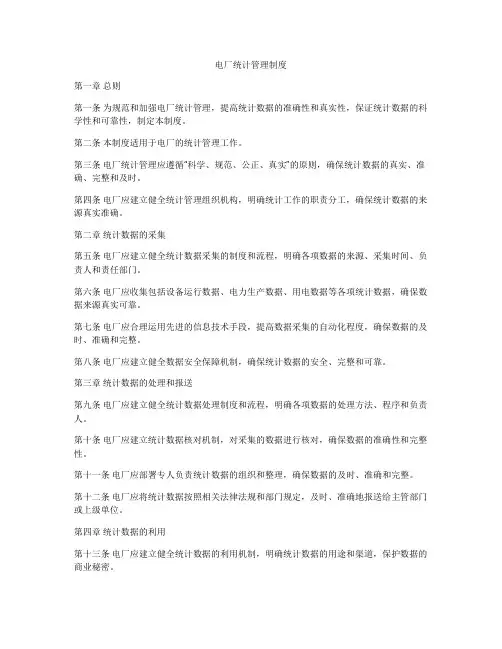 电厂统计管理制度