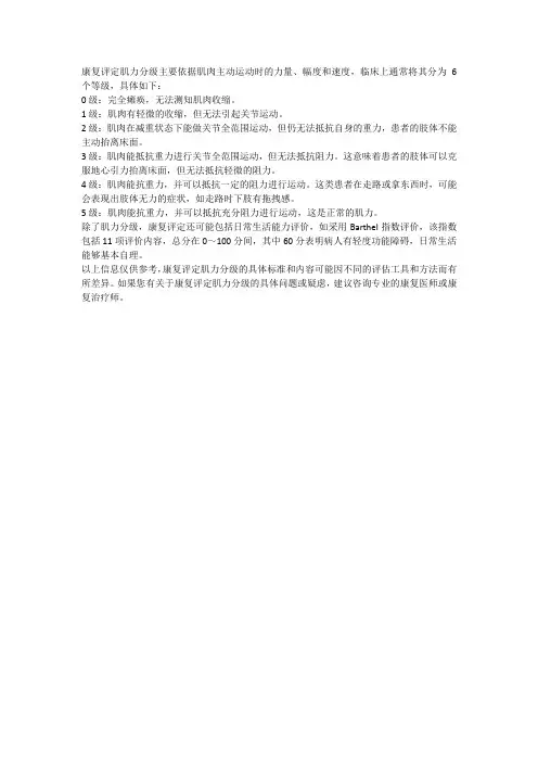 康复评定肌力分级