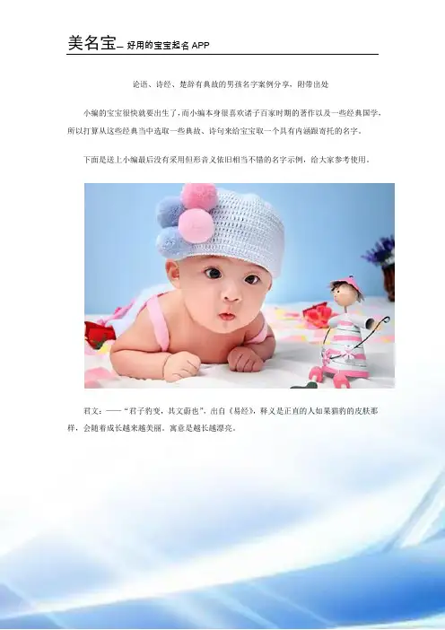 论语、诗经、楚辞有典故的男孩名字案例分享-附带出处