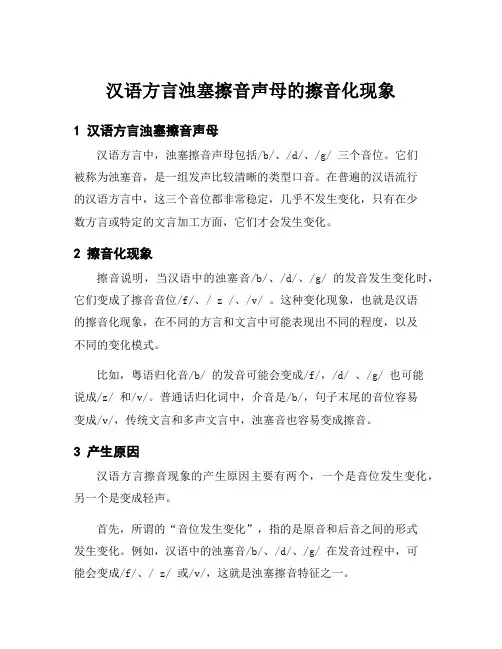汉语方言浊塞擦音声母的擦音化现象