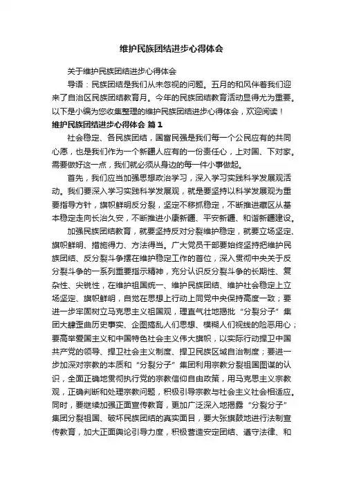 维护民族团结进步心得体会