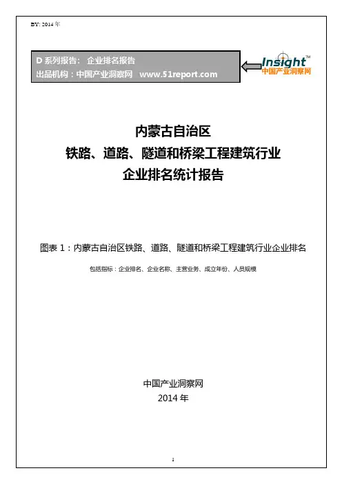 内蒙古自治区铁路、道路、隧道和桥梁工程建筑行业企业排名统计报告