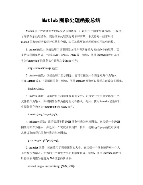 Matlab图像处理函数总结