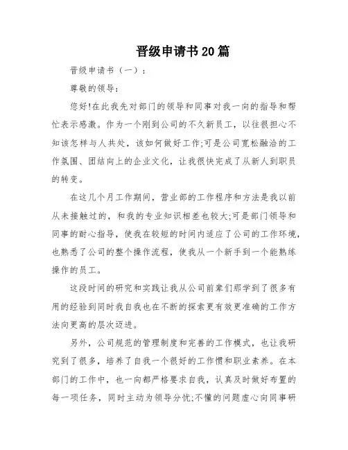 晋级申请书20篇