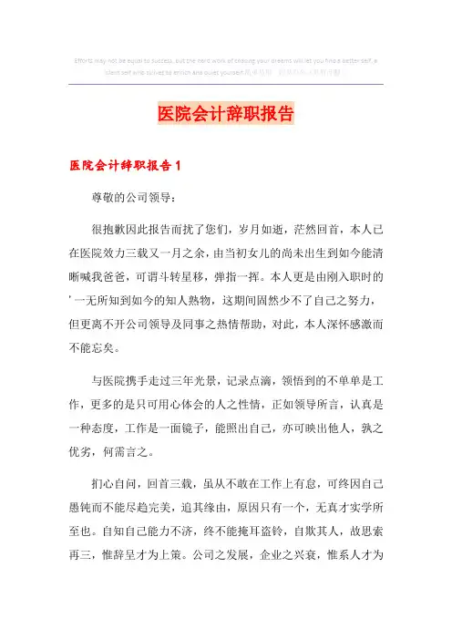 医院会计辞职报告