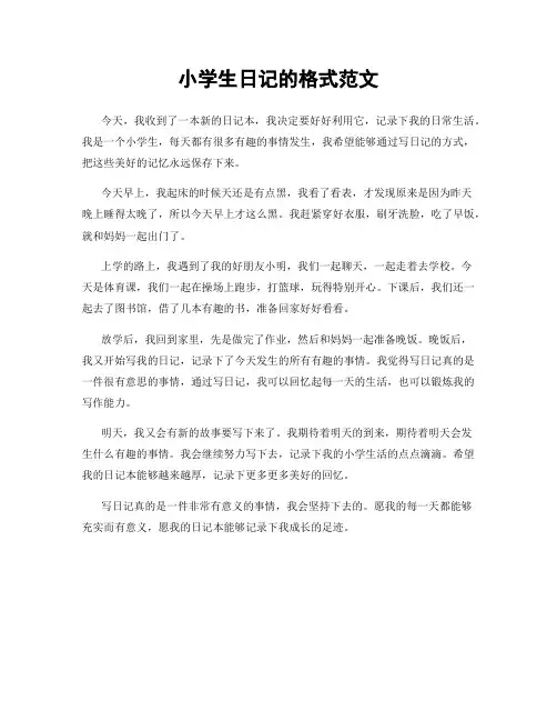 小学生日记的格式范文