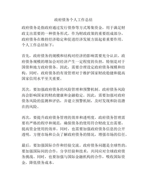 政府债务个人工作总结