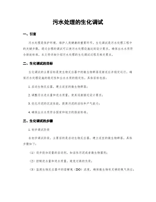 污水处理的生化调试